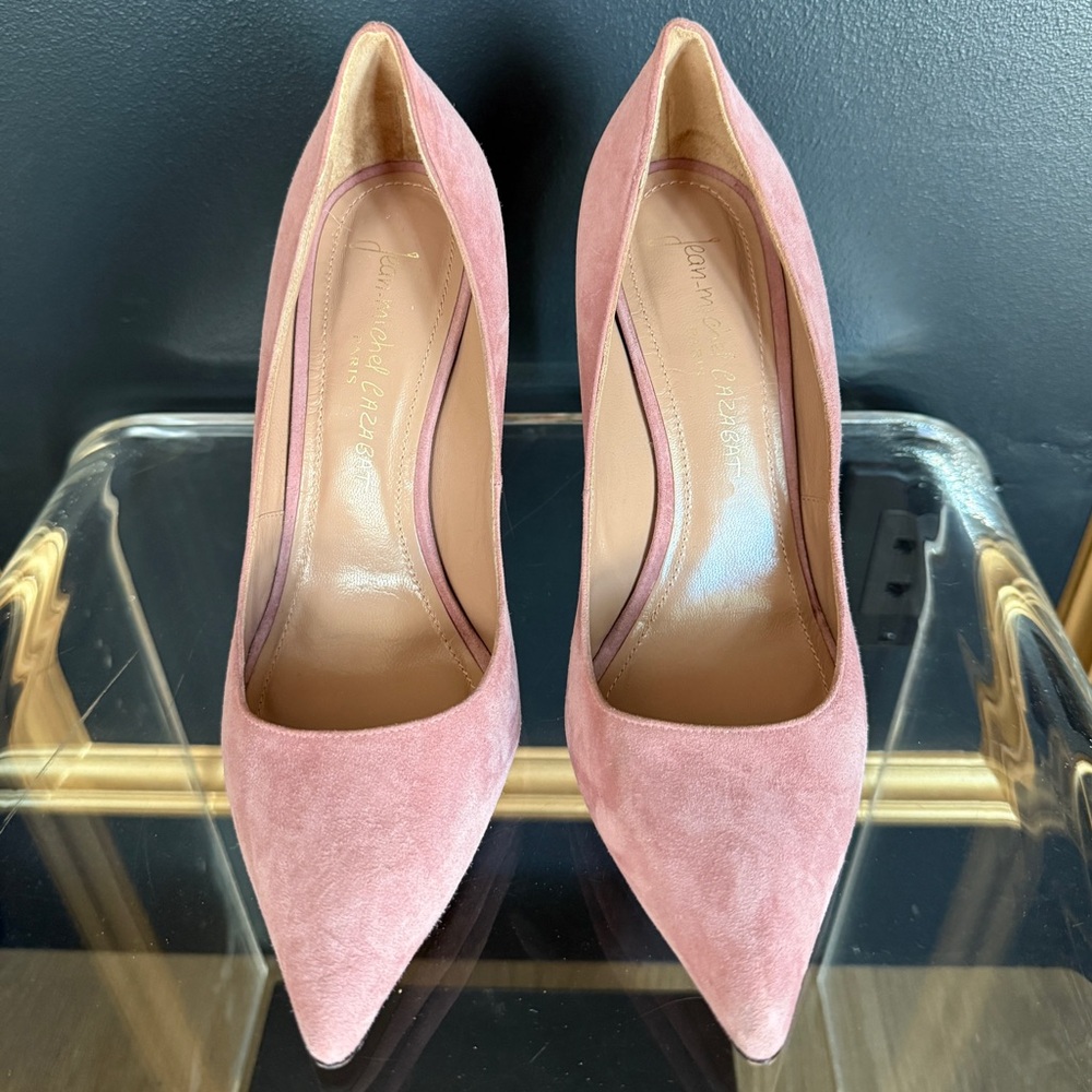 Jean-Michel Cazabat Pink Suede Pointed Toe Heels never been worn. Box included.